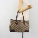 GUCCI GG Canvas Web Sherry Line Tote Bag Brown Gold 163805 Auth mr2841-22