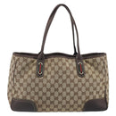 GUCCI GG Canvas Web Sherry Line Tote Bag Brown Gold 163805 Auth mr2841-3