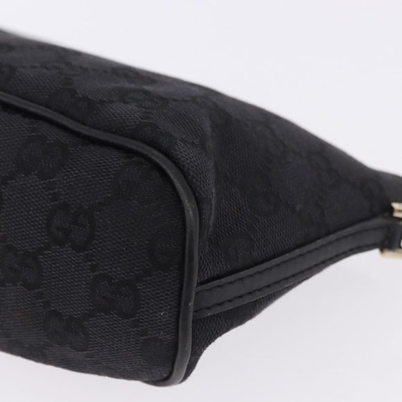 GUCCI GG Canvas Accessory Pouch Black Gold 089 1103 Auth mr2843