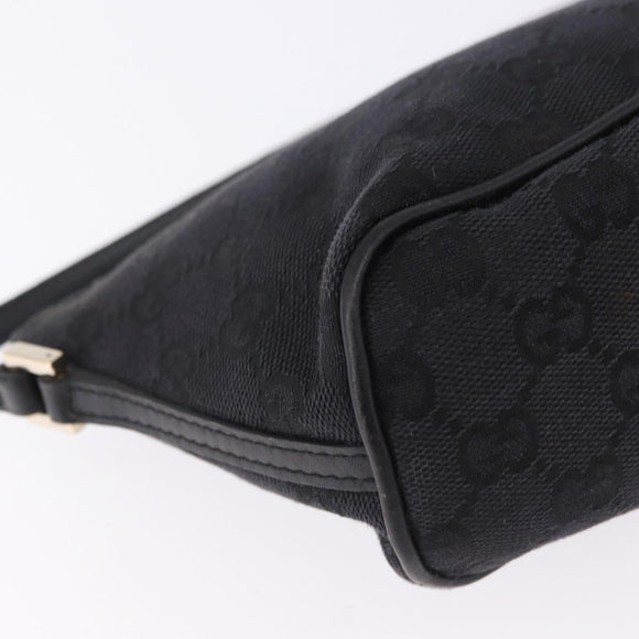GUCCI GG Canvas Accessory Pouch Black Gold 089 1103 Auth mr2843