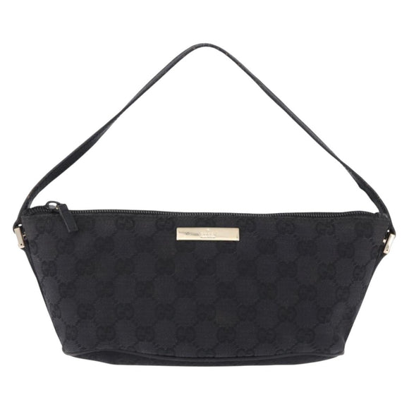 GUCCI GG Canvas Accessory Pouch Black Gold 089 1103 Auth mr2843