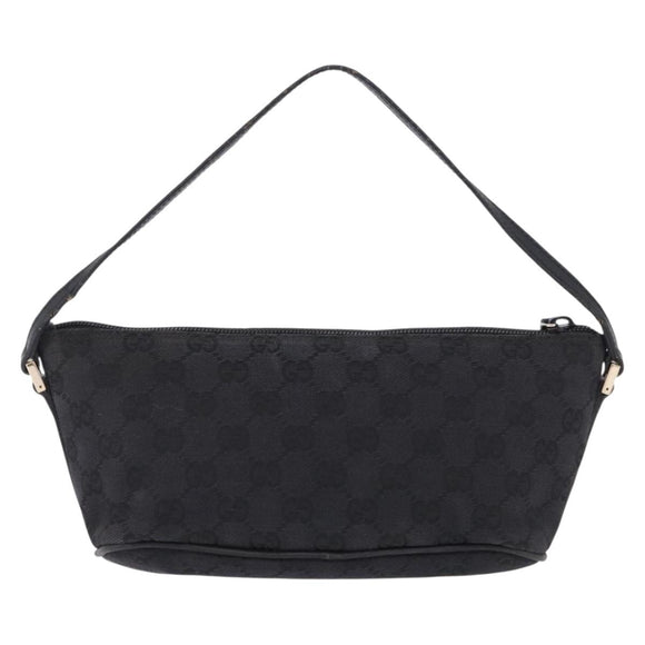GUCCI GG Canvas Accessory Pouch Black Gold 089 1103 Auth mr2843