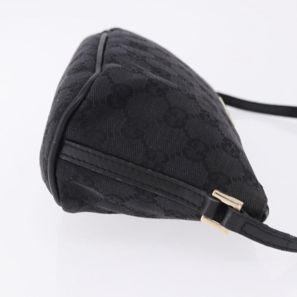 GUCCI GG Canvas Accessory Pouch Black Gold 089 1103 Auth mr2843