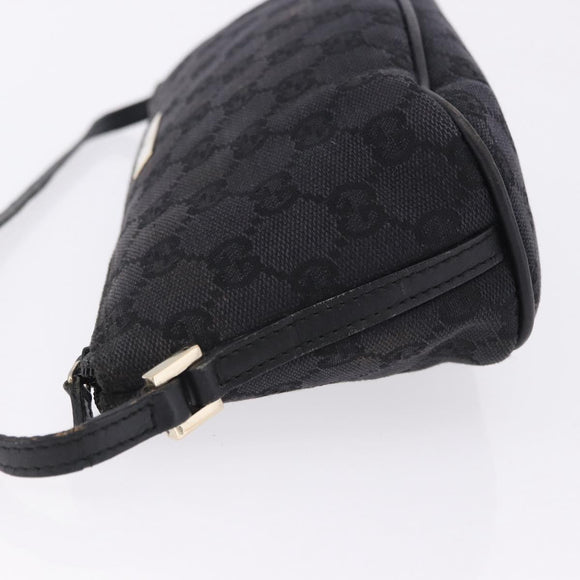 GUCCI GG Canvas Accessory Pouch Black Gold 089 1103 Auth mr2843