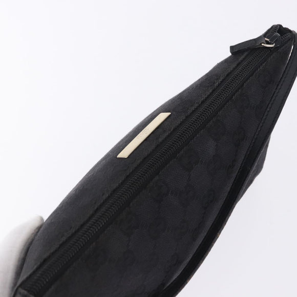 GUCCI GG Canvas Accessory Pouch Black Gold 089 1103 Auth mr2843