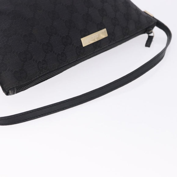 GUCCI GG Canvas Accessory Pouch Black Gold 089 1103 Auth mr2843