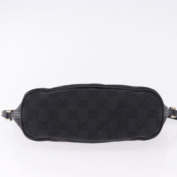 GUCCI GG Canvas Accessory Pouch Black Gold 089 1103 Auth mr2843