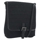 FENDI Zucchino Canvas Shoulder Bag Black Silver Auth mr2844-1