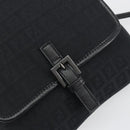 FENDI Zucchino Canvas Shoulder Bag Black Silver Auth mr2844-18