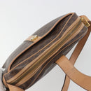 CELINE Macadam Canvas Shoulder Bag PVC Leather Brown Gold Auth mr2845-16