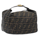 FENDI Zucca Canvas Vanity Pouch Hand Bag Black Brown Auth mr2846-1