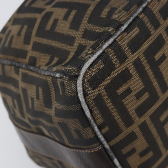 FENDI Zucca Canvas Vanity Pouch Hand Bag Black Brown Auth mr2846