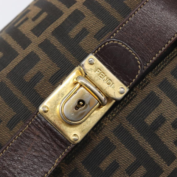 FENDI Zucca Canvas Vanity Pouch Hand Bag Black Brown Auth mr2846