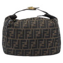 FENDI Zucca Canvas Vanity Pouch Hand Bag Black Brown Auth mr2846-13