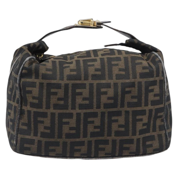 FENDI Zucca Canvas Vanity Pouch Hand Bag Black Brown Auth mr2846