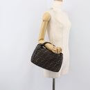 FENDI Zucca Canvas Vanity Pouch Hand Bag Black Brown Auth mr2846-24