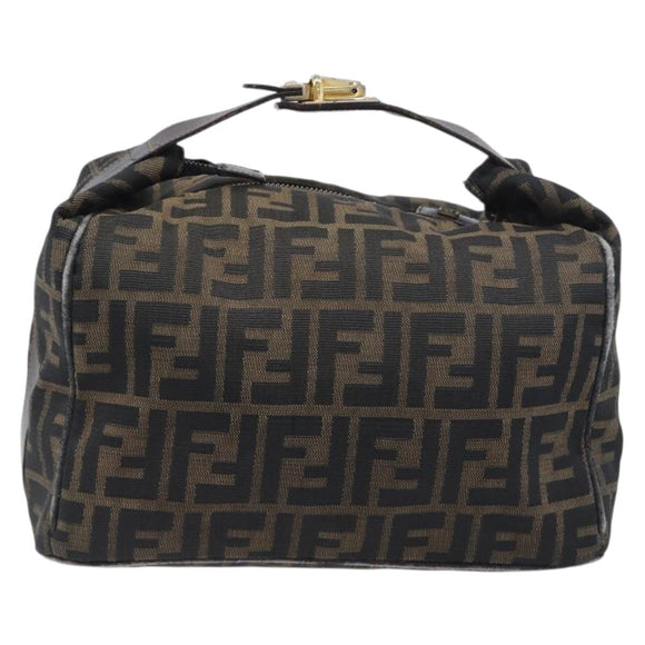 FENDI Zucca Canvas Vanity Pouch Hand Bag Black Brown Auth mr2846