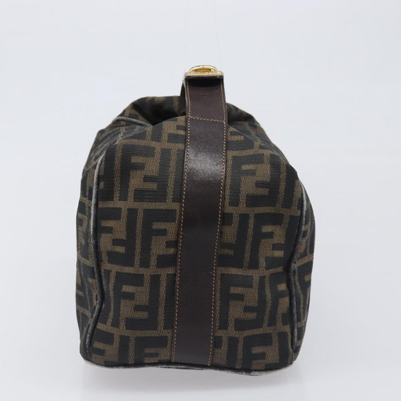 FENDI Zucca Canvas Vanity Pouch Hand Bag Black Brown Auth mr2846