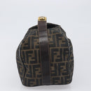 FENDI Zucca Canvas Vanity Pouch Hand Bag Black Brown Auth mr2846-4
