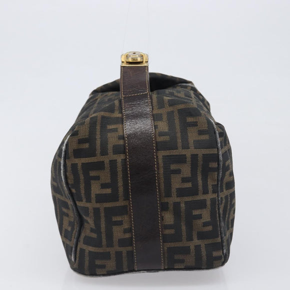 FENDI Zucca Canvas Vanity Pouch Hand Bag Black Brown Auth mr2846