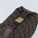 FENDI Zucca Canvas Vanity Pouch Hand Bag Black Brown Auth mr2846-6