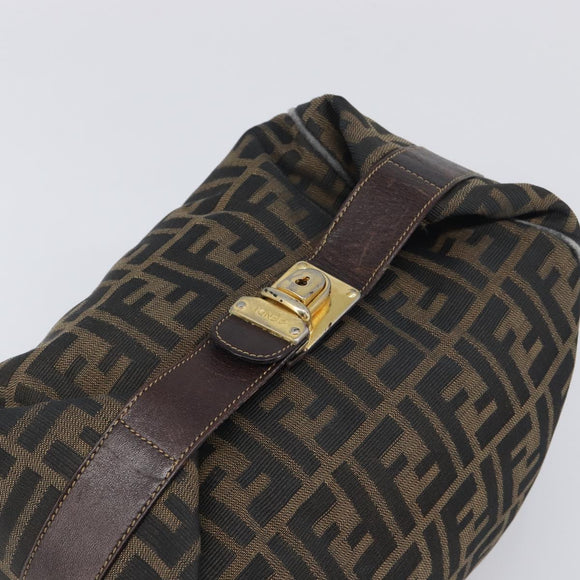 FENDI Zucca Canvas Vanity Pouch Hand Bag Black Brown Auth mr2846