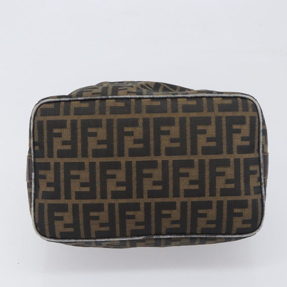 FENDI Zucca Canvas Vanity Pouch Hand Bag Black Brown Auth mr2846