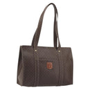 CELINE Macadam Canvas Tote Bag PVC Leather Brown Gold Auth mr2848-1