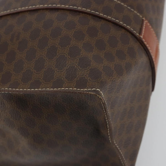 CELINE Macadam Canvas Tote Bag PVC Leather Brown Gold Auth mr2848