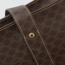 CELINE Macadam Canvas Tote Bag PVC Leather Brown Gold Auth mr2848-14