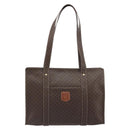 CELINE Macadam Canvas Tote Bag PVC Leather Brown Gold Auth mr2848-2