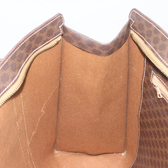 CELINE Macadam Canvas Tote Bag PVC Leather Brown Gold Auth mr2848