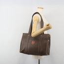 CELINE Macadam Canvas Tote Bag PVC Leather Brown Gold Auth mr2848-24