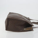 CELINE Macadam Canvas Tote Bag PVC Leather Brown Gold Auth mr2848-4