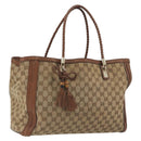 GUCCI GG Canvas Tote Bag Beige Gold 269945 Auth mr2849-1