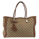 GUCCI GG Canvas Tote Bag Beige Gold 269945 Auth mr2849-2