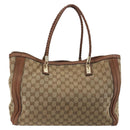 GUCCI GG Canvas Tote Bag Beige Gold 269945 Auth mr2849-3