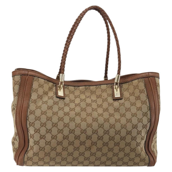 GUCCI GG Canvas Tote Bag Beige Gold 269945 Auth mr2849