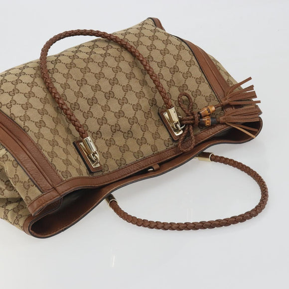 GUCCI GG Canvas Tote Bag Beige Gold 269945 Auth mr2849