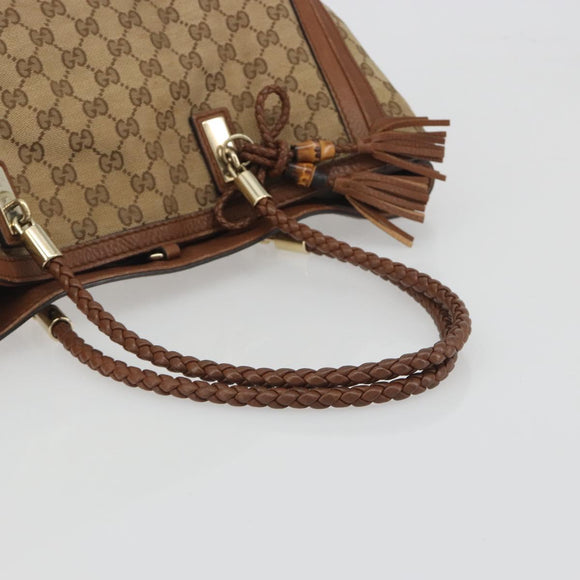 GUCCI GG Canvas Tote Bag Beige Gold 269945 Auth mr2849