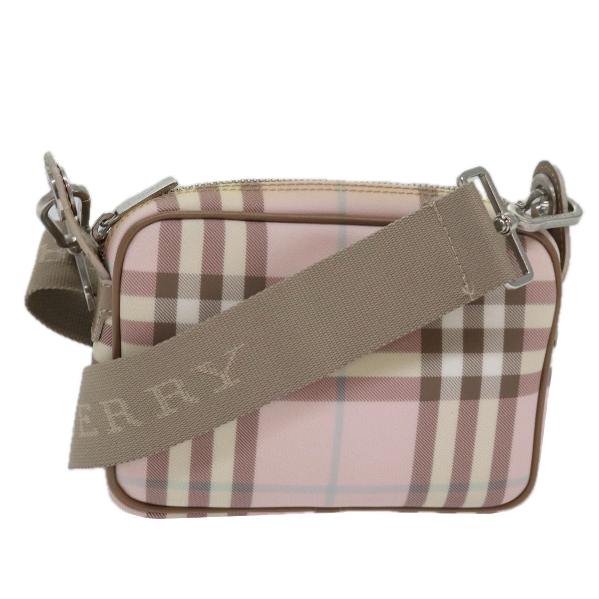 BURBERRY Nova Check Shoulder Bag Coated Canvas Pink Auth mr285