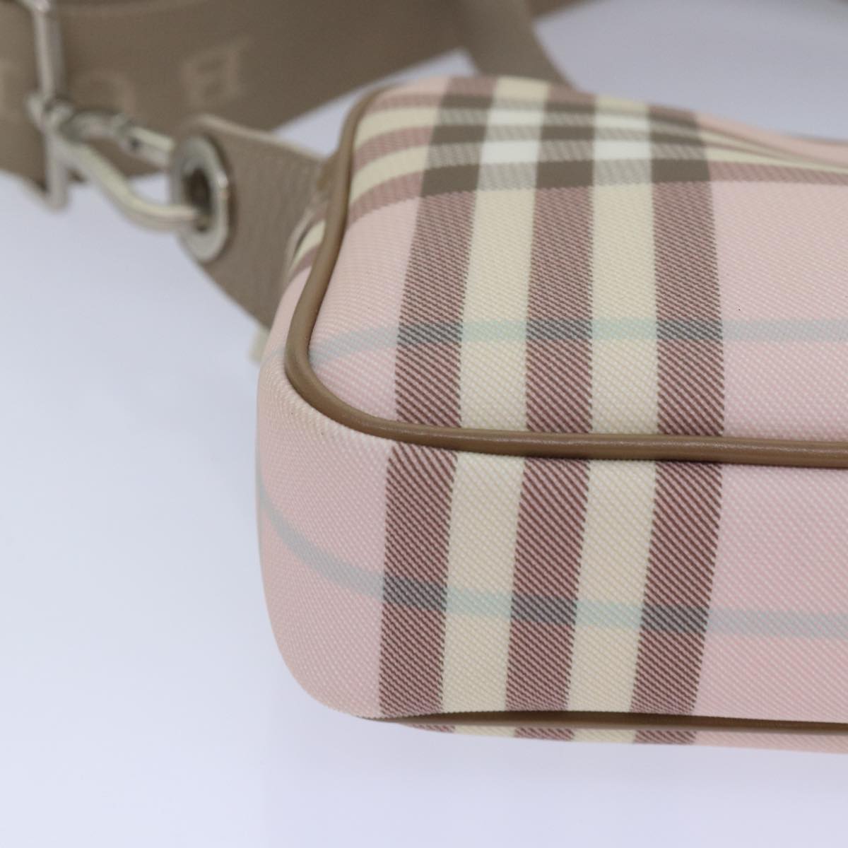 BURBERRY Nova Check Shoulder Bag Coated Canvas Pink Auth mr285