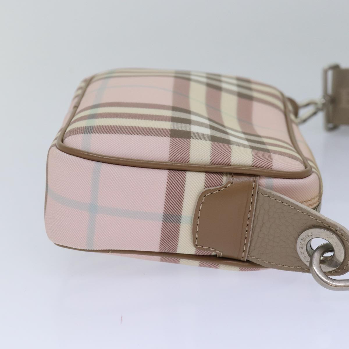 BURBERRY Nova Check Shoulder Bag Coated Canvas Pink Auth mr285