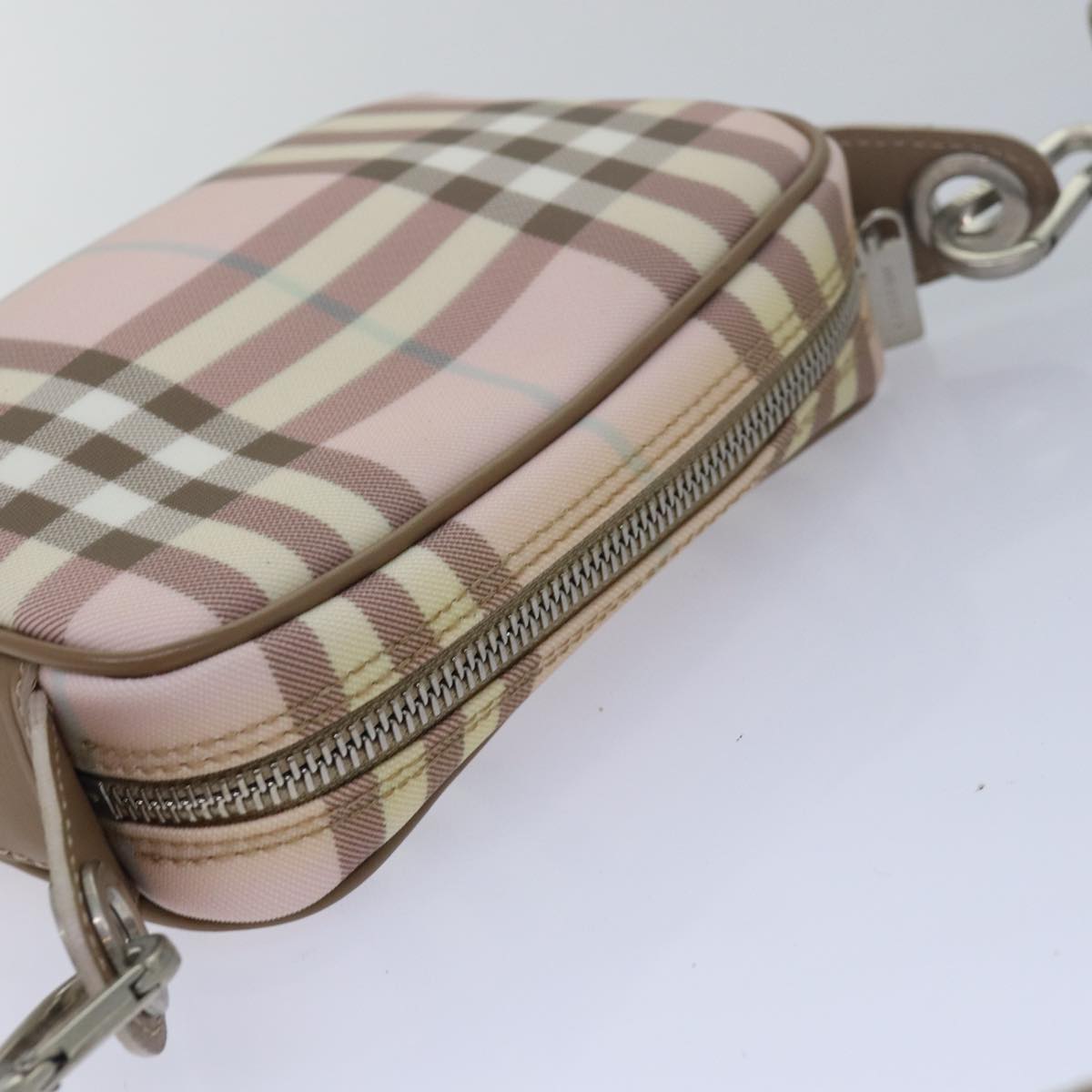 BURBERRY Nova Check Shoulder Bag Coated Canvas Pink Auth mr285