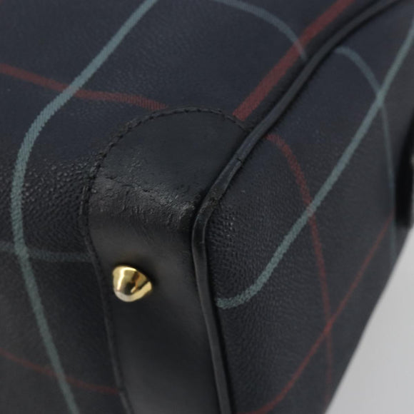 BURBERRY Mini Boston Bag PVC Navy Gold Auth mr2850