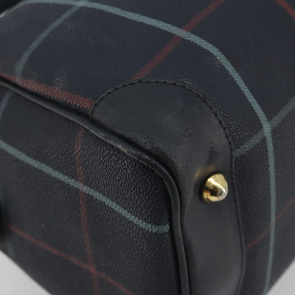BURBERRY Mini Boston Bag PVC Navy Gold Auth mr2850