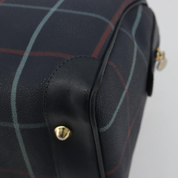 BURBERRY Mini Boston Bag PVC Navy Gold Auth mr2850
