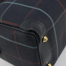 BURBERRY Mini Boston Bag PVC Navy Gold Auth mr2850-13