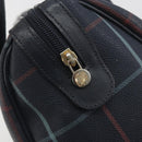 BURBERRY Mini Boston Bag PVC Navy Gold Auth mr2850-15