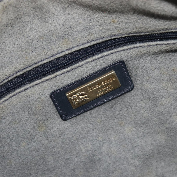 BURBERRY Mini Boston Bag PVC Navy Gold Auth mr2850